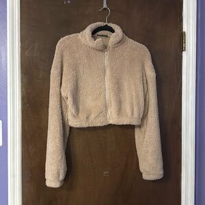 Cropped teddy jacket